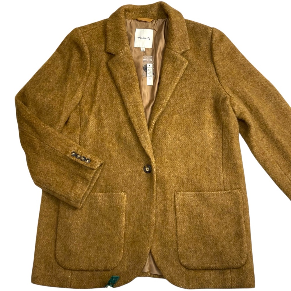 NWT Madewell Boucle Larsen Blazer Jacket Toffee Melange XL - Picture 2 of 15